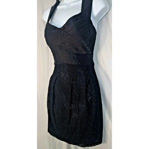 McGinn Fun Criss-Cross Bust Lace Cocktail Little Black Dress Sz 2 NWT $310 YaY!